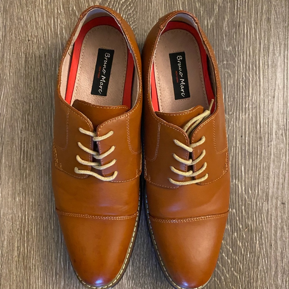Bruno Marc Men's Brown Leather Derby Shoes
